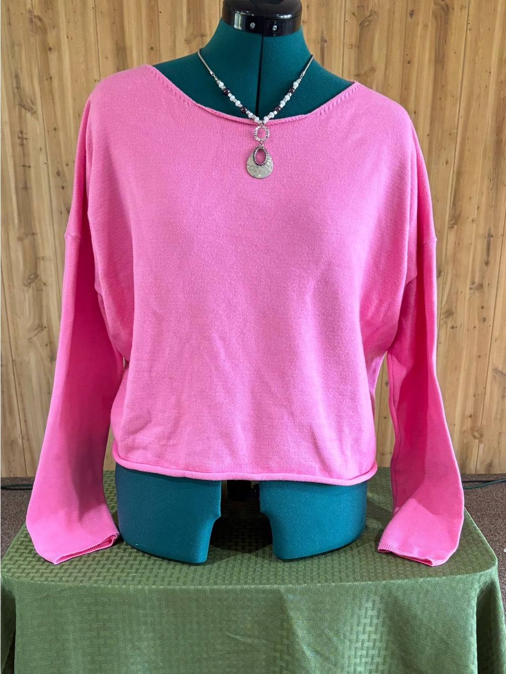 Women's Scoop Neck Lightweight Cashmere Pullover Sweater - Pink L/XL